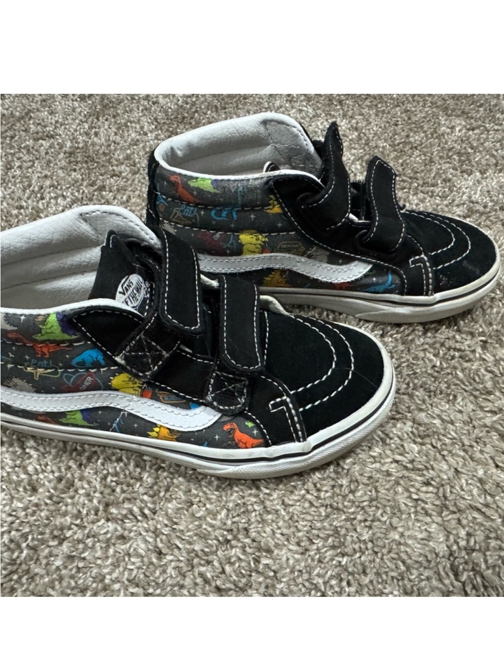 Vans Kids Black High-Top Sneakers with Multicolor Dino Accents